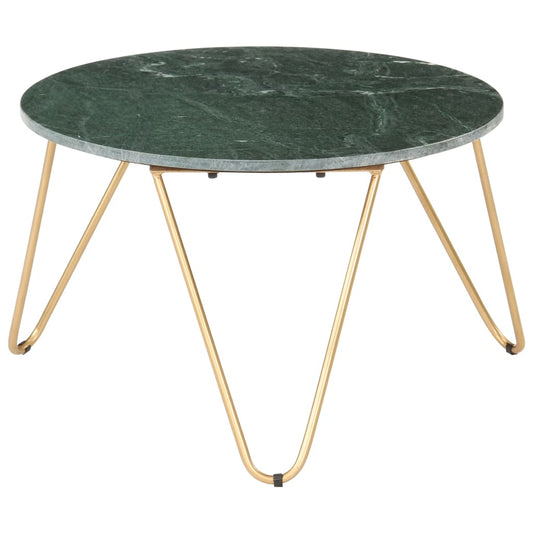 Coffee Table Green 25.6"x25.6"x16.5" Real Stone with Marble Texture