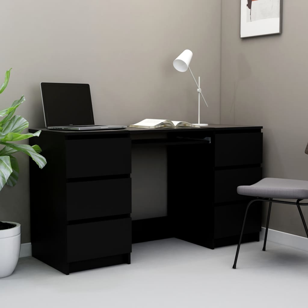 Writing Desk Black 55.1"x19.7"x30.3" Engineered Wood
