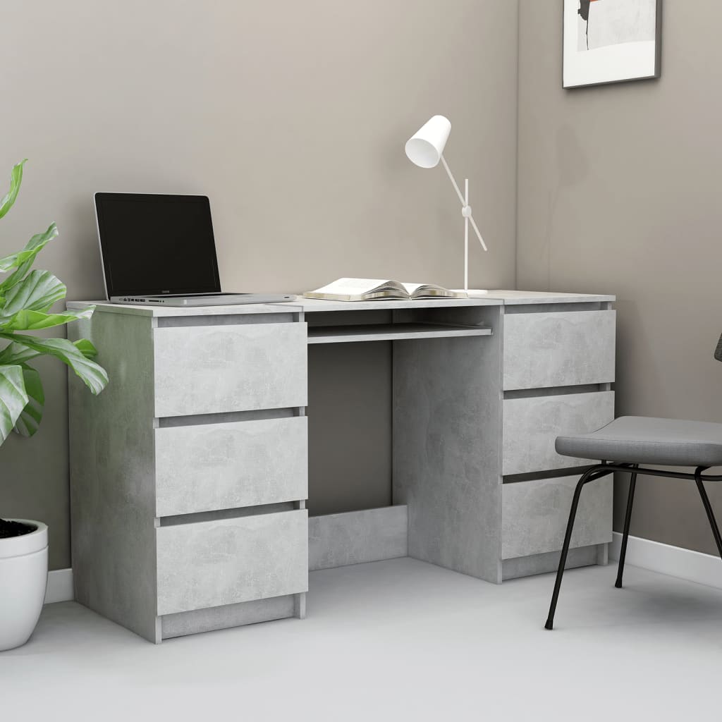Writing Desk Concrete Gray 55.1"x19.7"x30.3" Engineered Wood