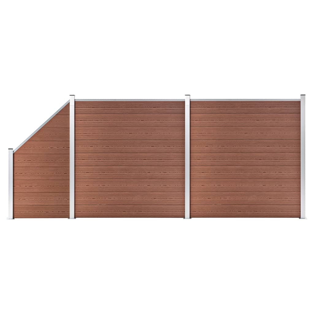 WPC Fence Set 2 Square + 1 Slanted 175.6"x73.2" Brown