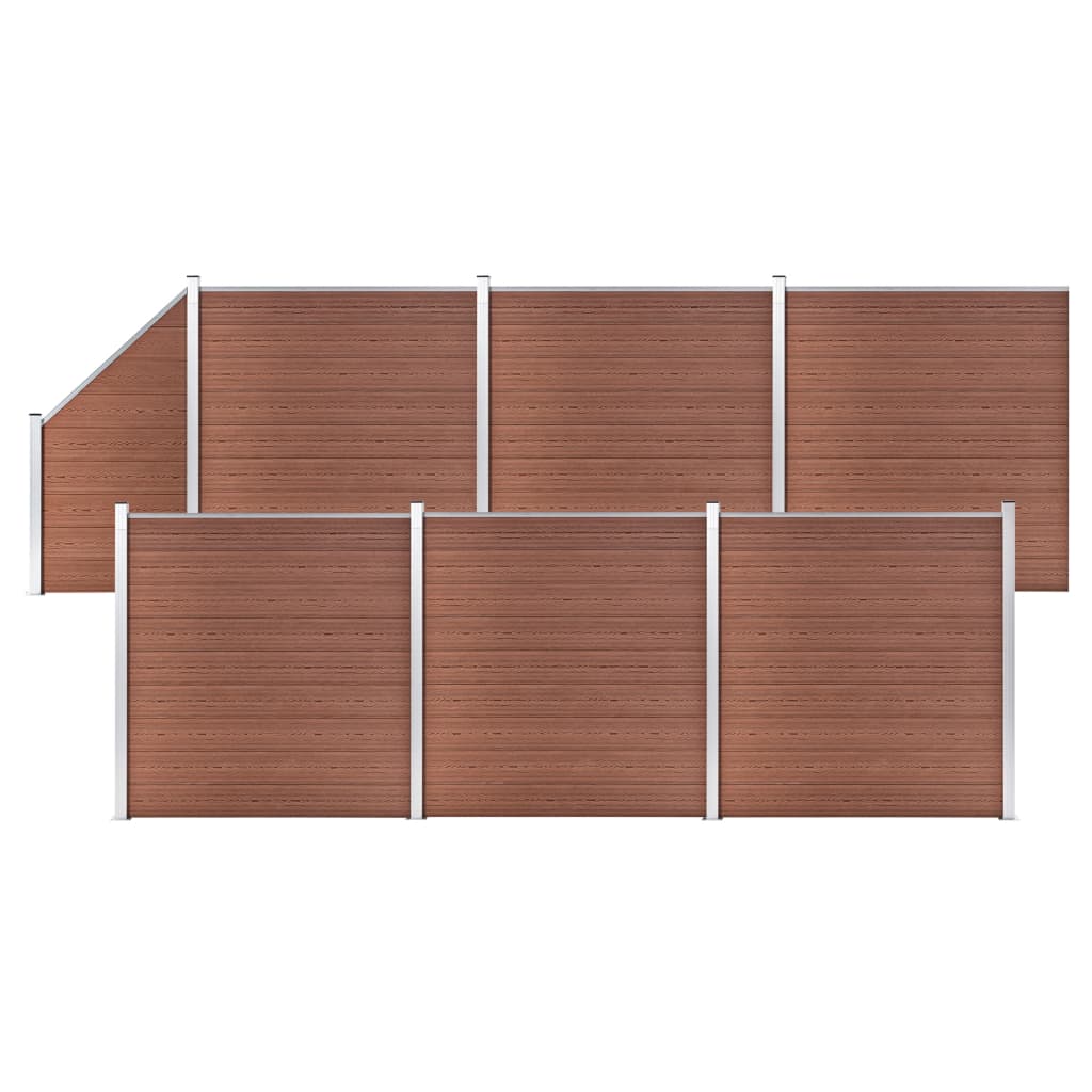 WPC Fence Set 6 Square + 1 Slanted 448"x73.2" Brown