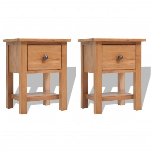 Nightstands 2 pcs 14.2"x11.8"x18.5" Solid Oak Wood