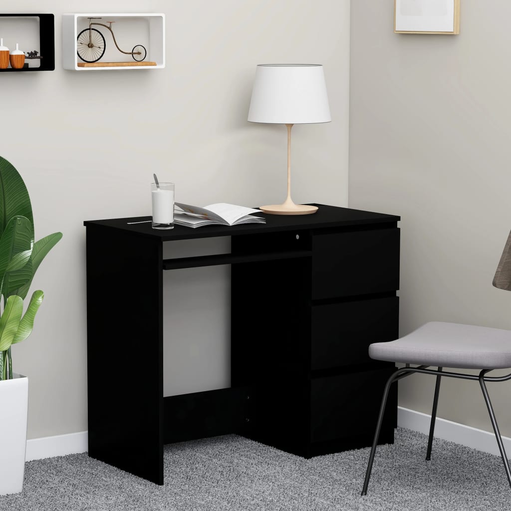 Desk Black 35.4"x17.7"x29.9" Engineered Wood