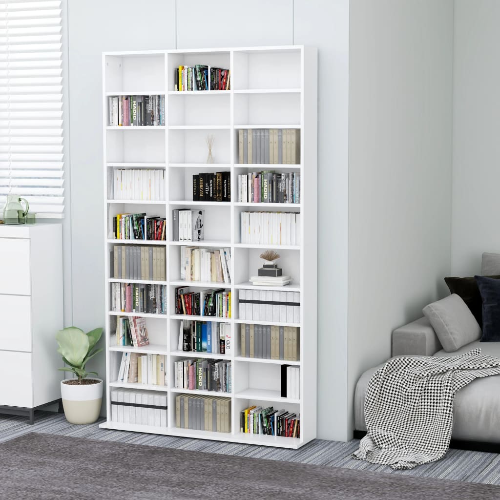 CD Cabinet White 40.2"x6.3"x69.9" Engineered Wood