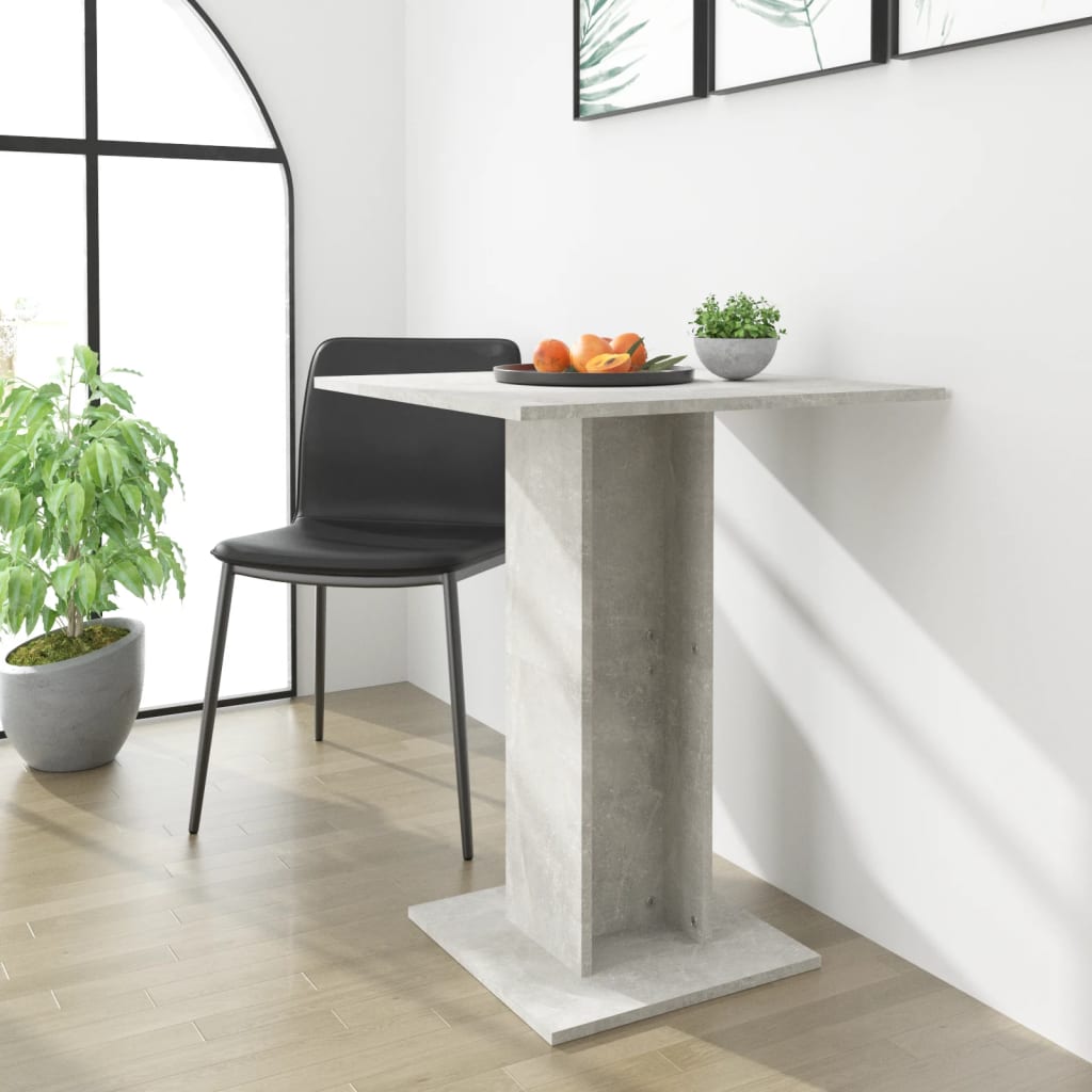 Bistro Table Concrete Gray 23.6"x23.6"x29.5" Engineered Wood