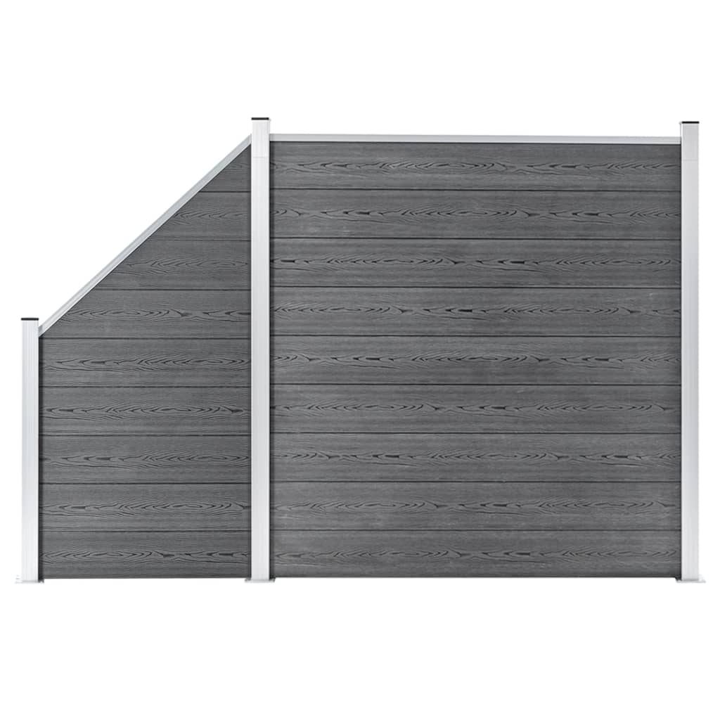 WPC Fence Set 1 Square + 1 Slanted 107.5"x73.2" Gray