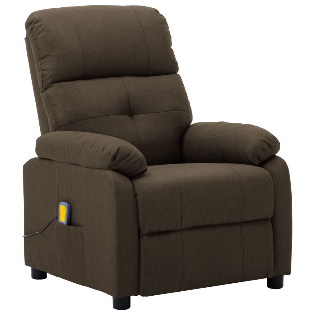 Massage Recliner Brown Fabric