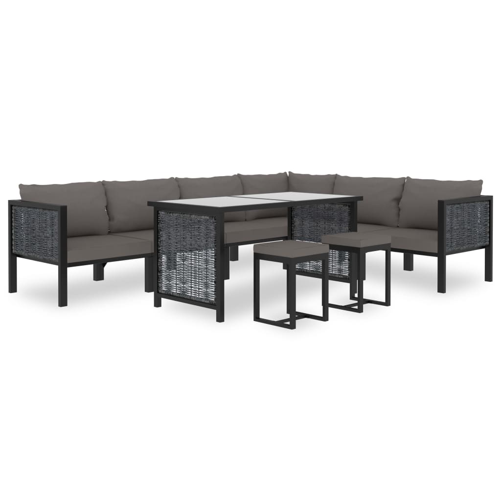 9 Piece Patio Lounge Set with Cushions Poly Rattan Anthracite