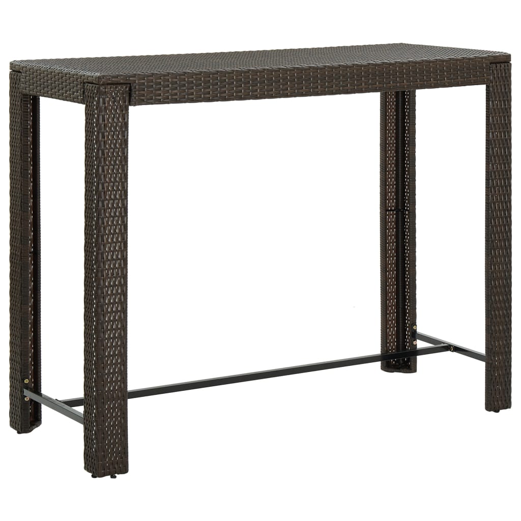 Patio Bar Table Brown 55.3"x23.8"x43.5" Poly Rattan