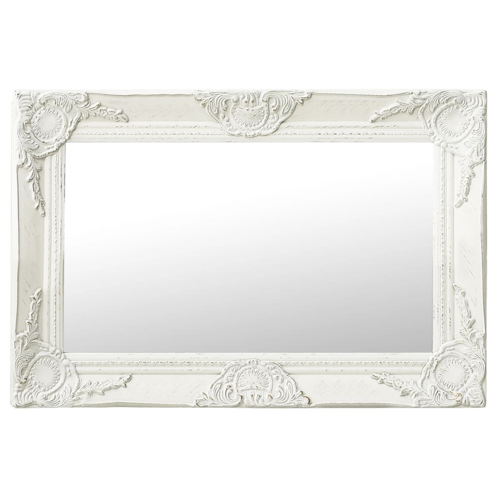 Wall Mirror Baroque Style 23.6"x15.7" White