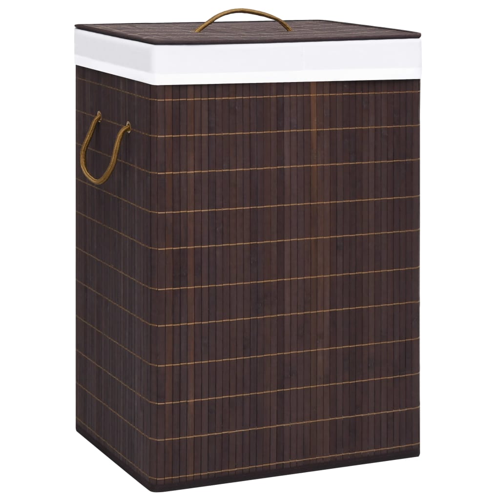 Bamboo Laundry Basket with 2 Sections Brown 19 gal
