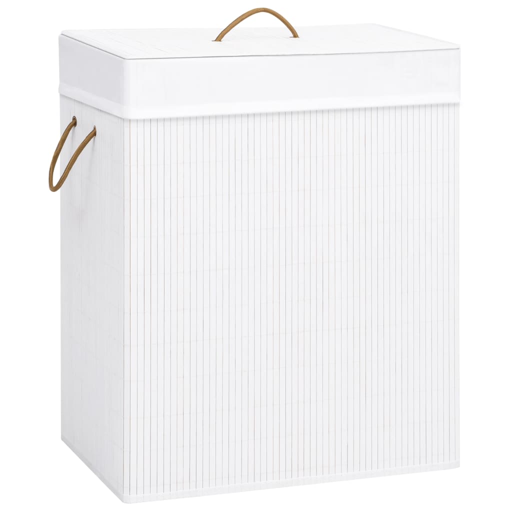 Bamboo Laundry Basket with Single Section White 21.9 gal