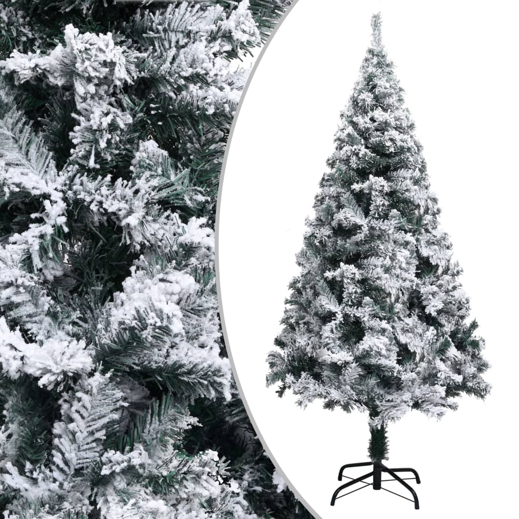Artificial Christmas Tree with Flocked Snow Green 5 ft PVC
