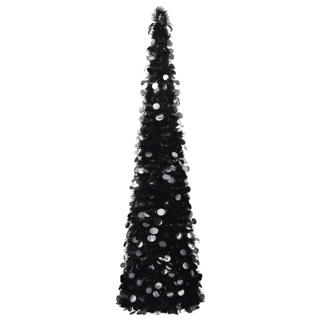 Pop-up Artificial Christmas Tree Black 6 ft PET