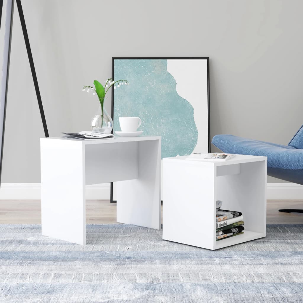Coffee Table Set White 18.9"x11.8"x17.7" Engineered Wood