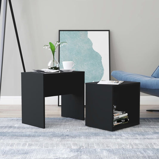 Coffee Table Set Black 18.9"x11.8"x17.7" Engineered Wood