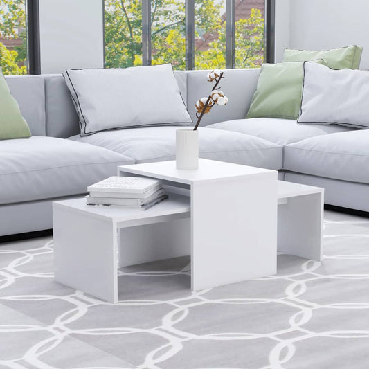 Coffee Table Set White 39.4"x18.9"x15.7" Engineered Wood