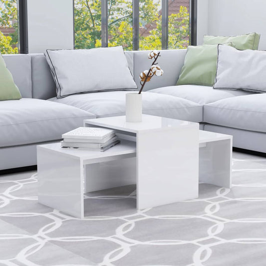Coffee Table Set High Gloss White 39.4"x18.9"x15.7" Engineered Wood
