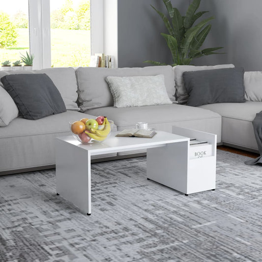 Coffee Table White 35.4"x17.7"x13.8" Engineered Wood