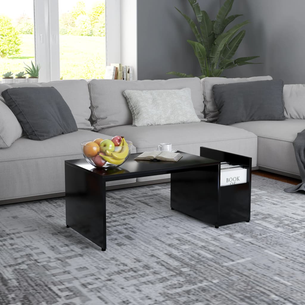 Coffee Table Black 35.4"x17.7"x13.8" Engineered Wood