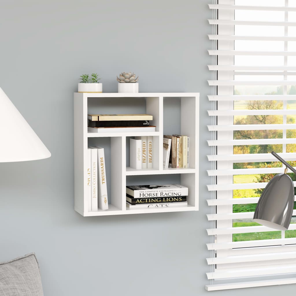 Wall Shelf White 17.8"x6.3"x17.8" Engineered Wood
