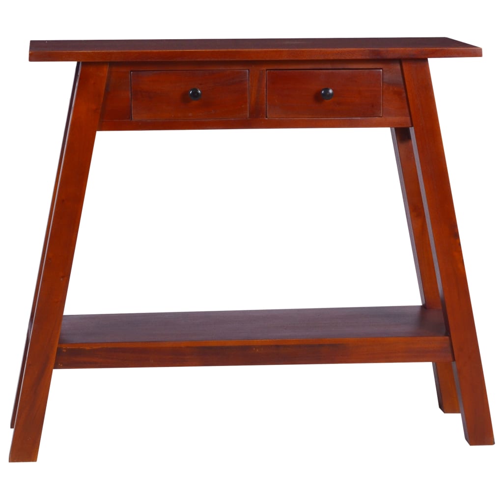 Console Table Classical Brown 35.4"x11.8"x29.5" Solid Mahogany Wood