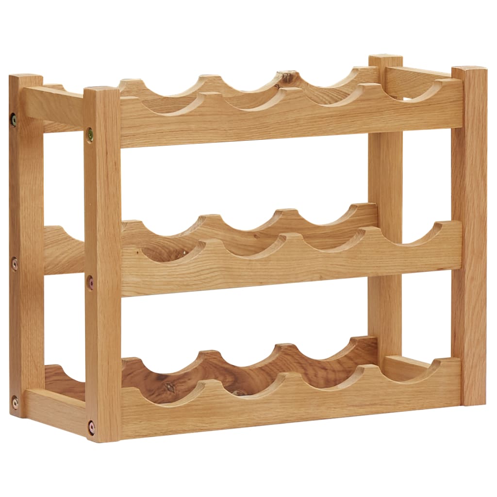 Wine Rack for 12 Bottles 18.5"x8.3"x14.2" Solid Oak Wood