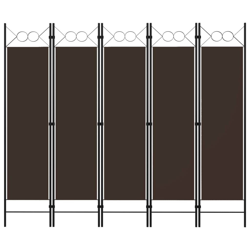 5-Panel Room Divider Brown 78.7"x70.9"