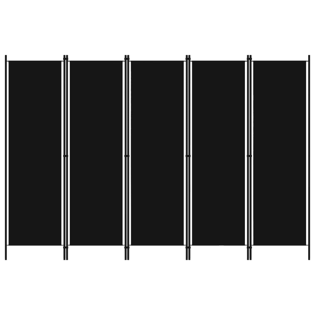 5-Panel Room Divider Black 98.4"x70.9"