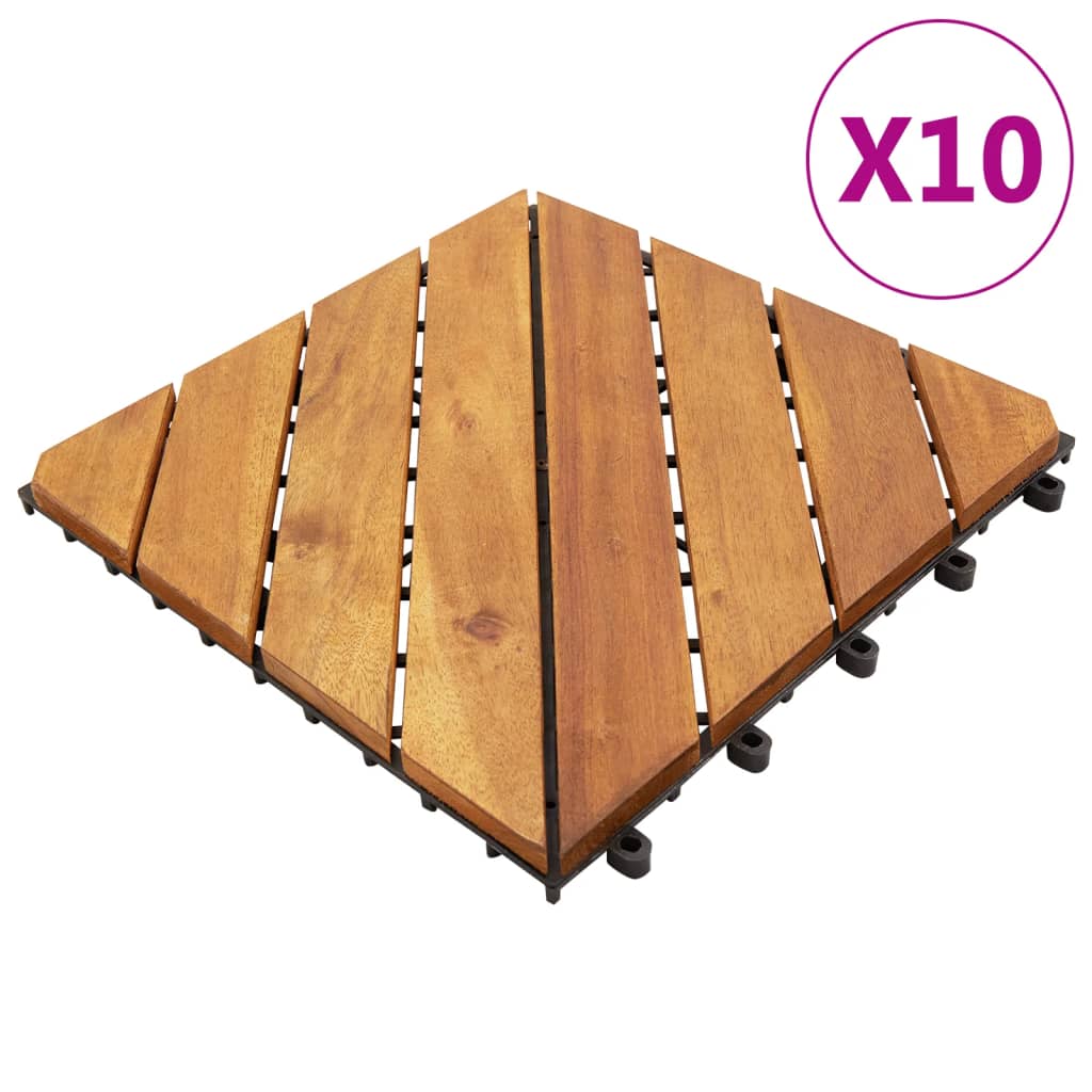 Decking Tiles 10 pcs 11.8"x11.8" Solid Acacia Wood