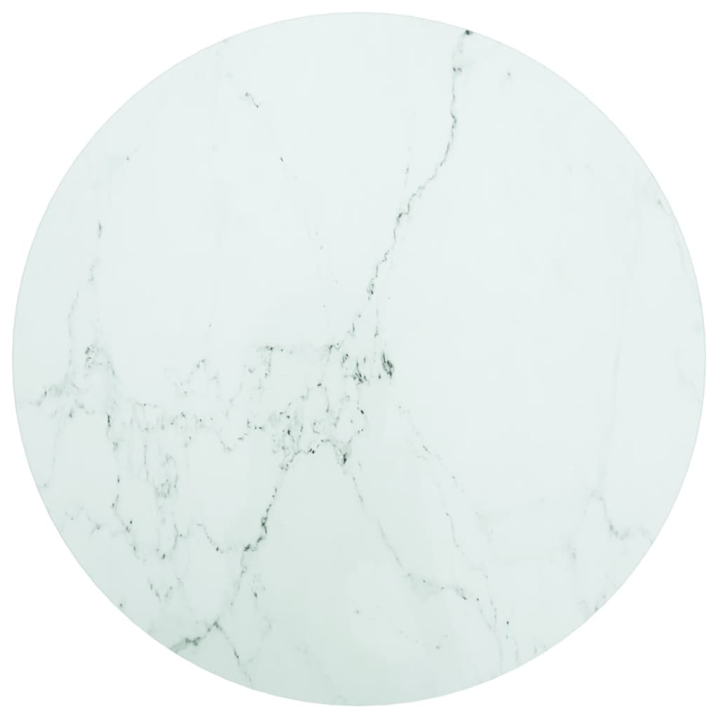 Table Top White Ø 23.6"x0.3" Tempered Glass with Marble Design
