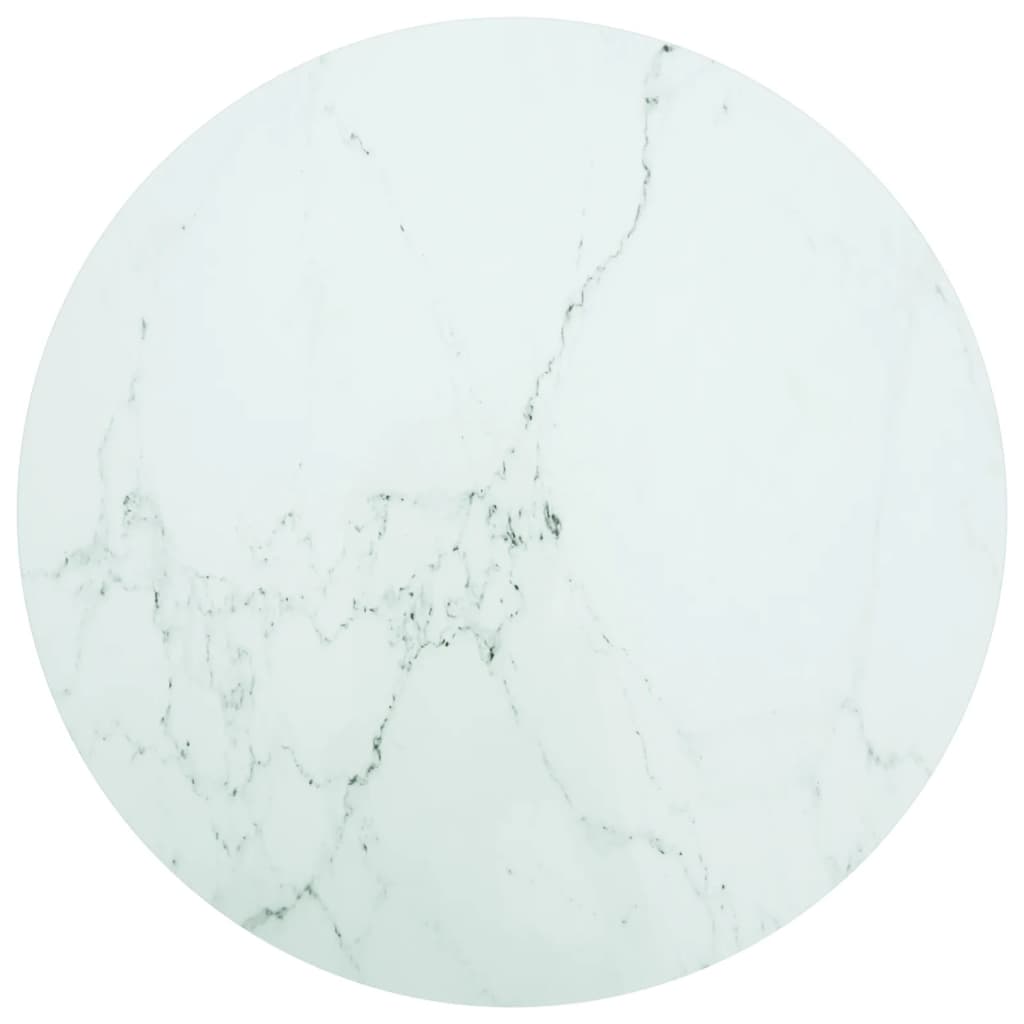Table Top White Ø 35.4"x0.4" Tempered Glass with Marble Design