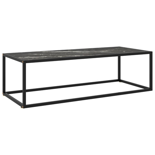 Coffee Table Black with Black Marble Glass 47.2"x19.7"x13.8"