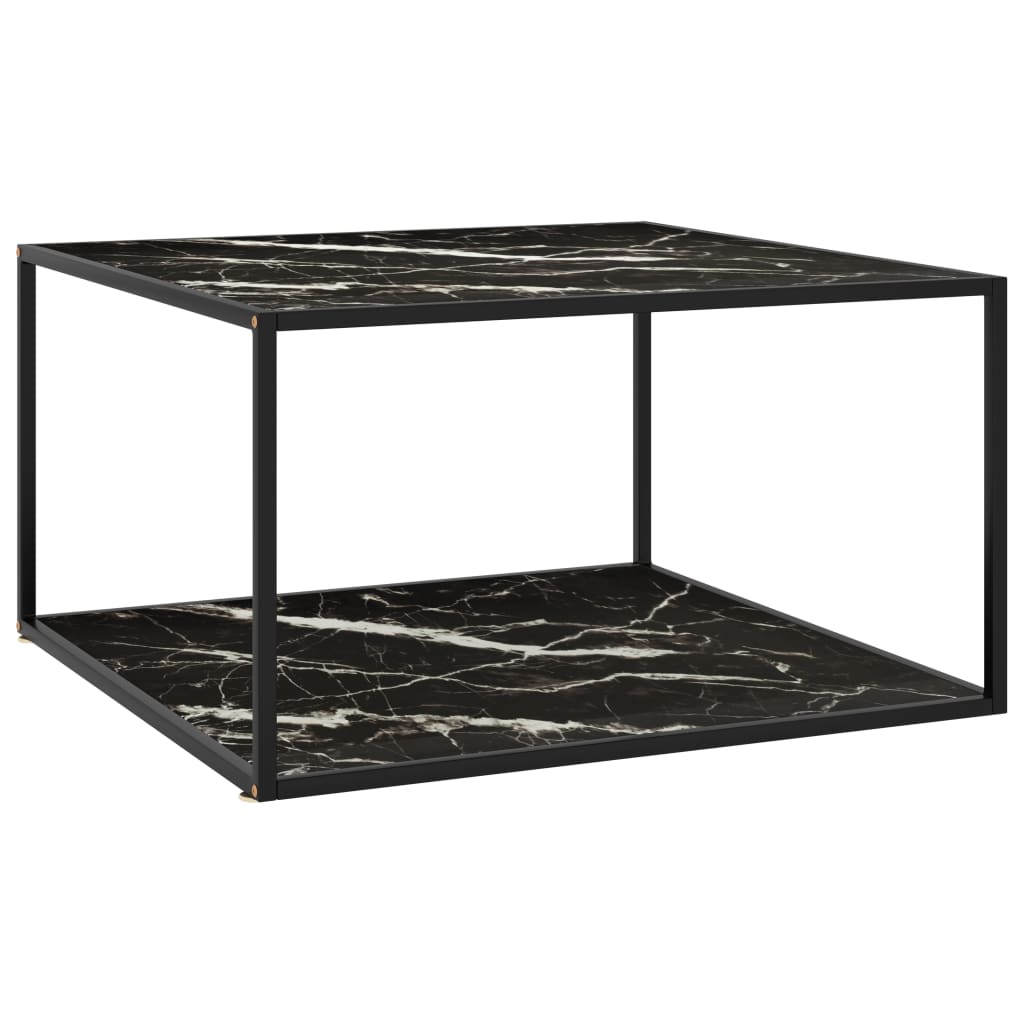 Coffee Table Black with Black Marble Glass 35.4"x35.4"x19.7"