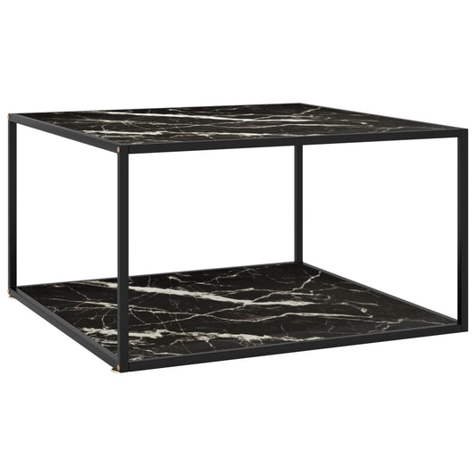 Coffee Table Black with Black Marble Glass 35.4"x35.4"x19.7"