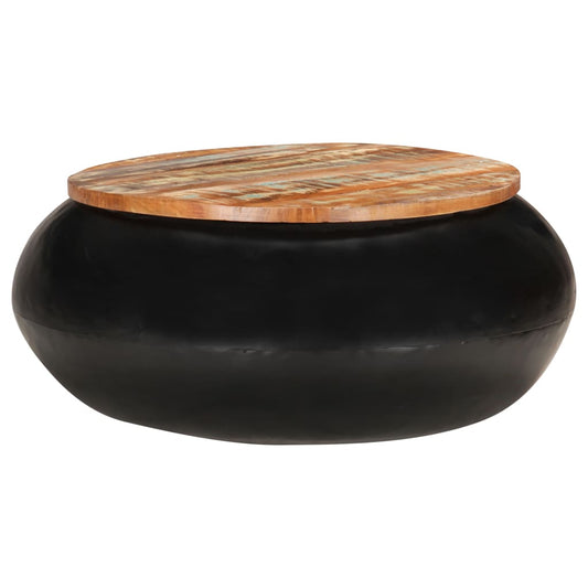 Coffee Table Black 26.8"x26.8"x11.8" Solid Reclaimed Wood
