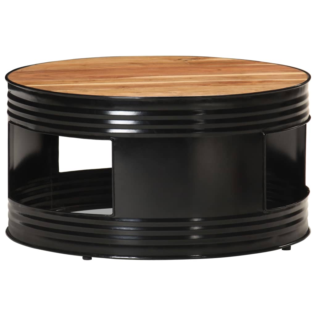 Coffee Table Black 26.8"x26.8"x14.2" Solid Acacia Wood