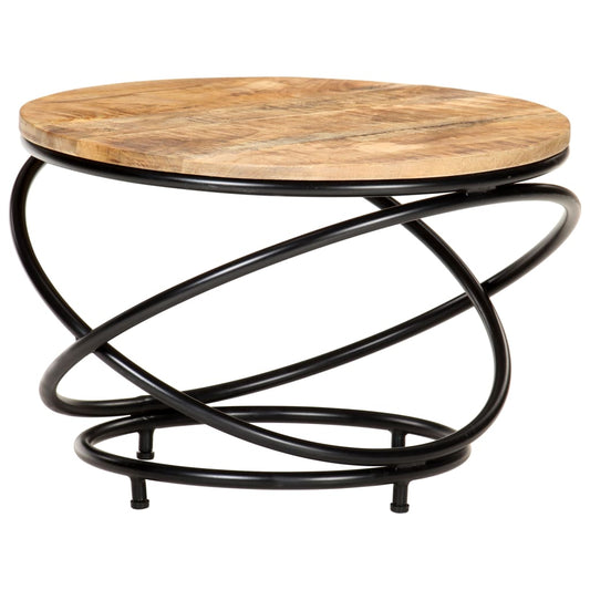 Coffee Table Black 23.6"x23.6"x15.7" Solid Rough Mango Wood