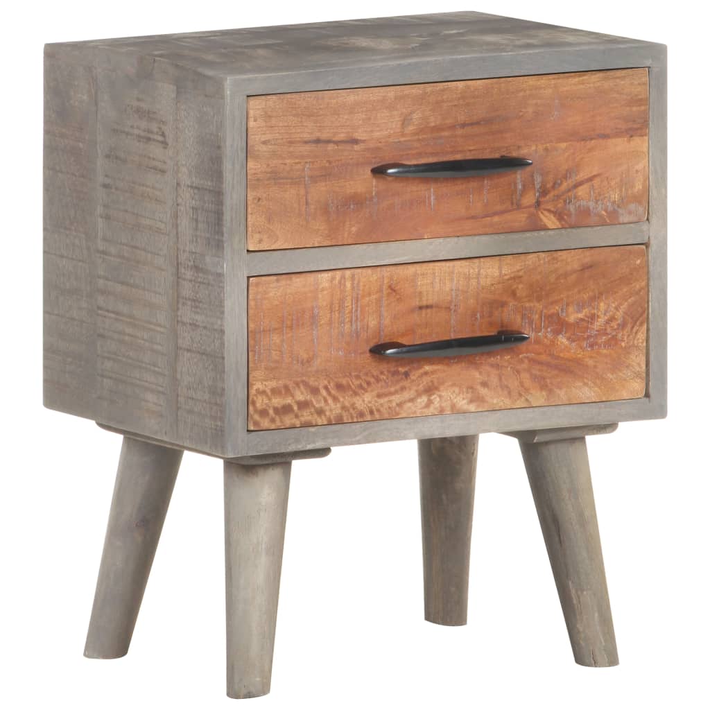 Bedside Cabinet Gray 15.7"x11.8"x19.7" Solid Rough Mango Wood