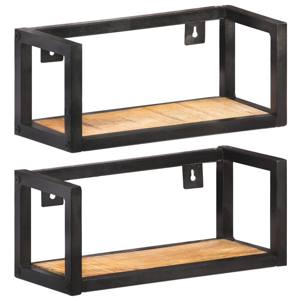 Wall Shelves 2 pcs 15.7" Rough Mango Wood