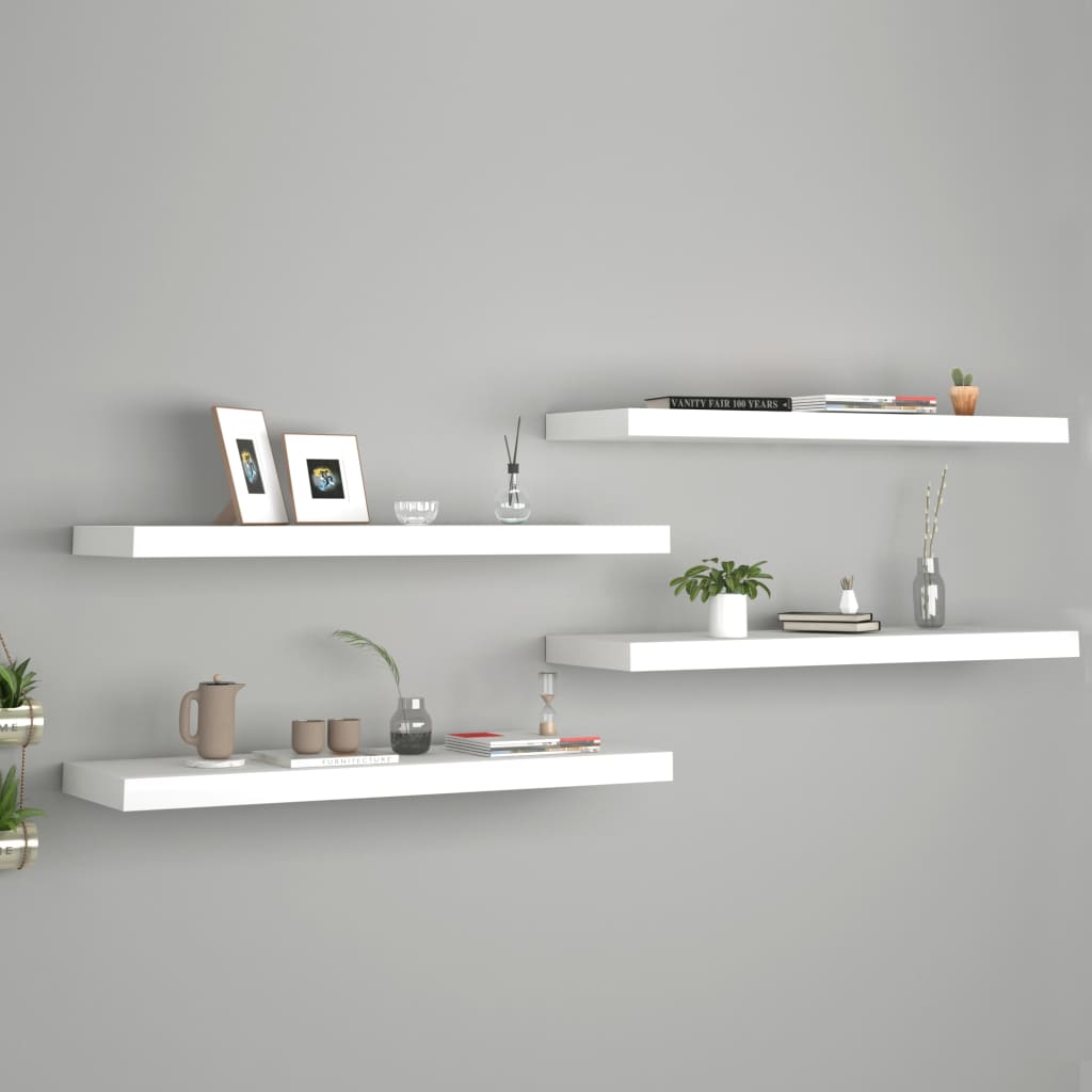 Floating Wall Shelves 4 pcs White 31.5"x9.3"x1.5" MDF