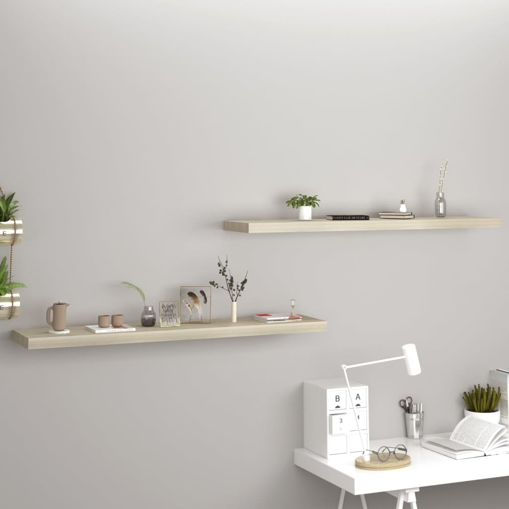 Floating Wall Shelves 2 pcs Oak 47.2"x9.3"x1.5" MDF