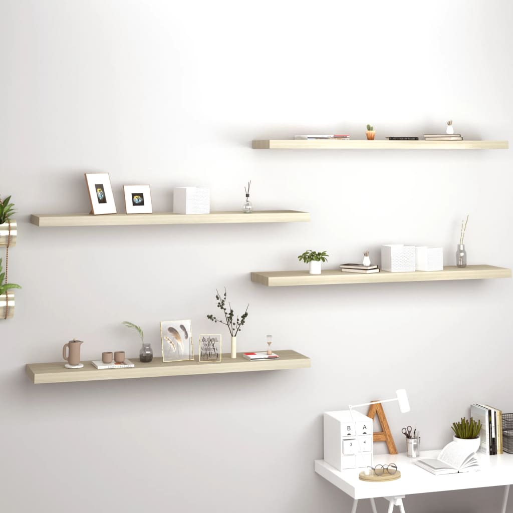 Floating Wall Shelves 4 pcs Oak 47.2"x9.3"x1.5" MDF