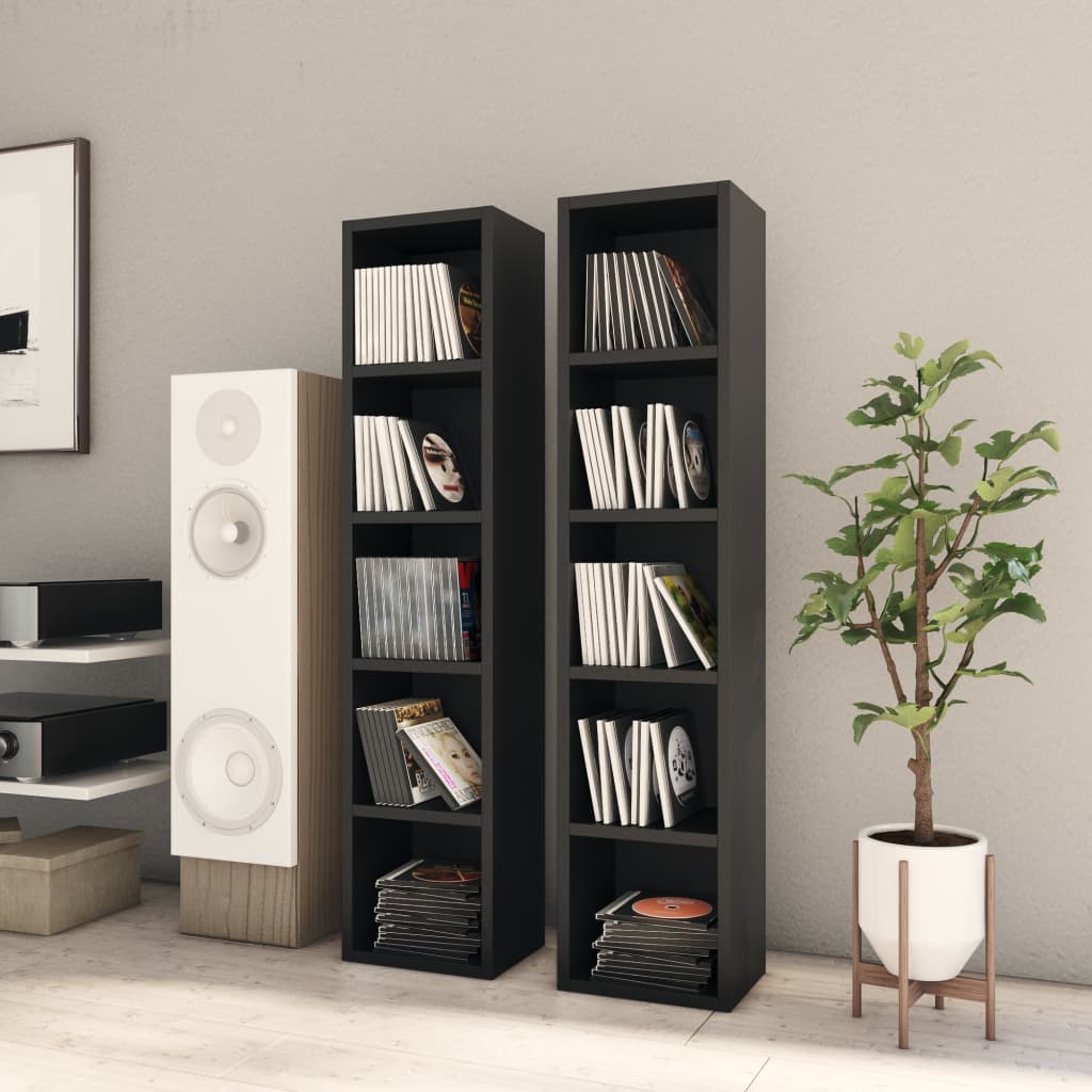 CD Cabinets 2 pcs Black 8.3"x6.3"x36.8" Engineered Wood