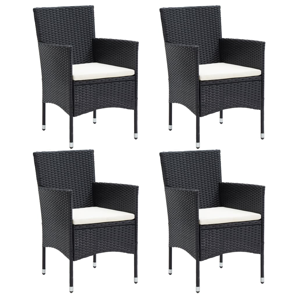 Patio Dining Chairs 4 pcs Poly Rattan Black