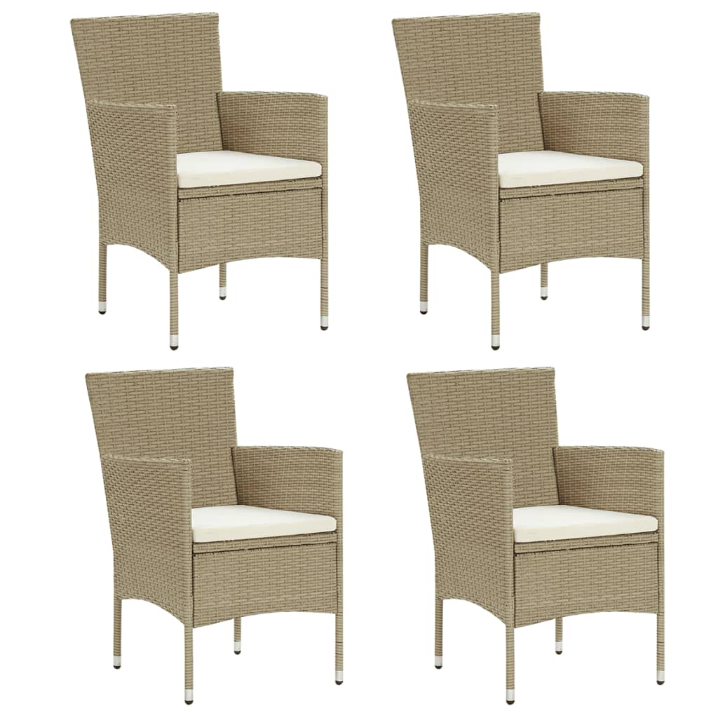 Patio Dining Chairs 4 pcs Poly Rattan Beige