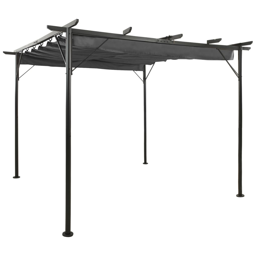 Pergola with Retractable Roof Anthracite 9.8'x9.8' Steel 0.6 oz/ft²