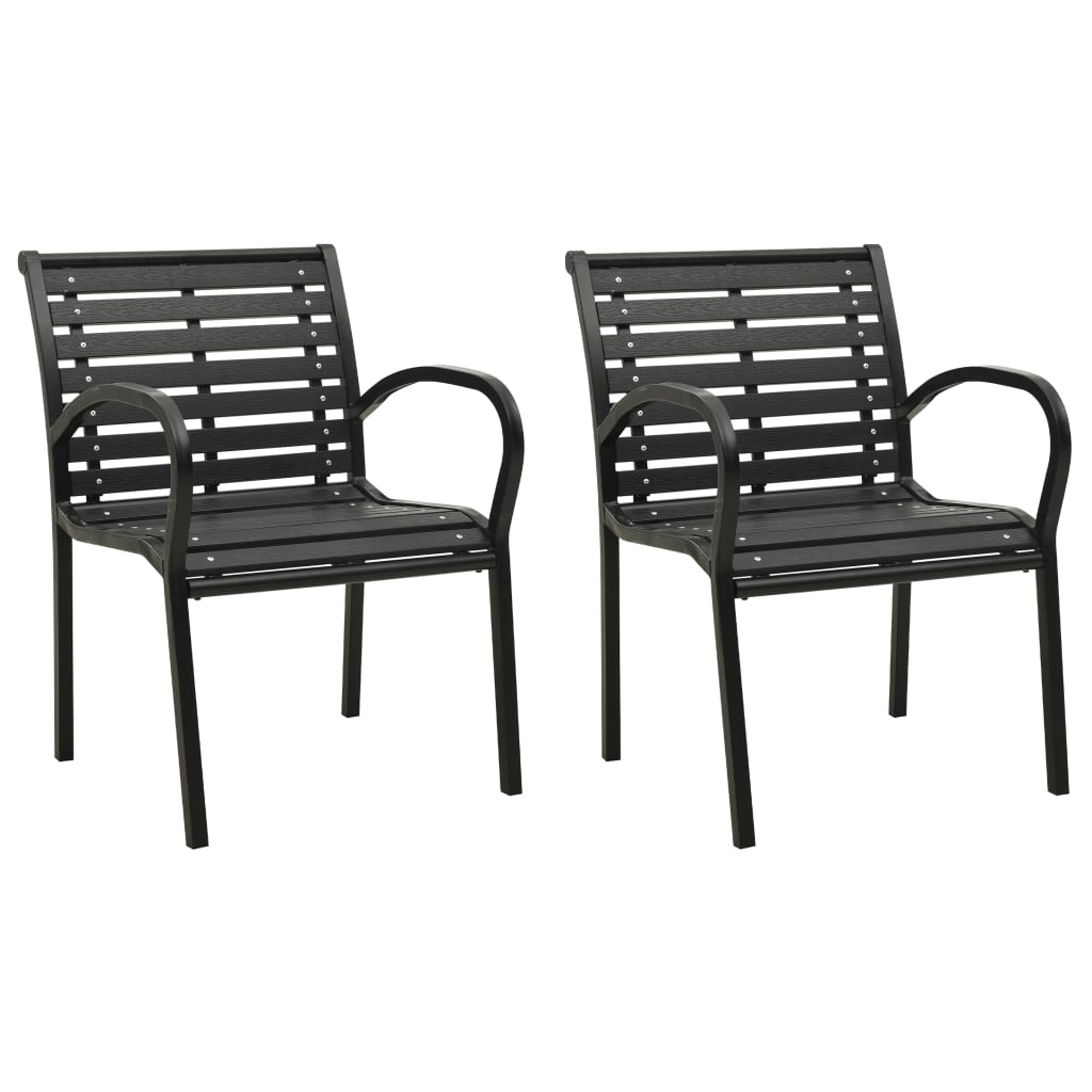 Patio Chairs 2 pcs Steel and WPC Black