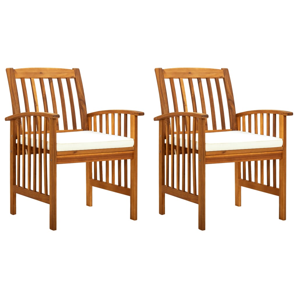 Patio Dining Chairs 2 pcs with Cushions Solid Acacia Wood