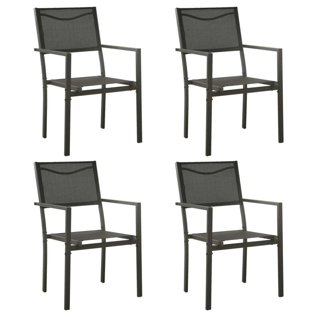 Patio Chairs 4 pcs Textilene and Steel Black and Anthracite